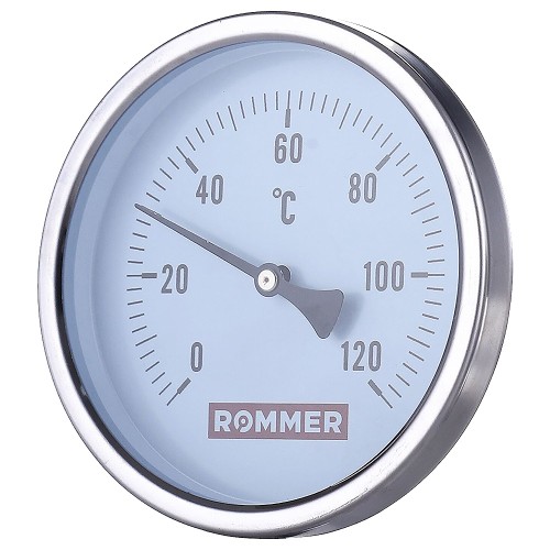 ROMMER Термометр биметаллический с погружной гильзой, корпус Dn 100 мм, гильза 50 мм 1/2