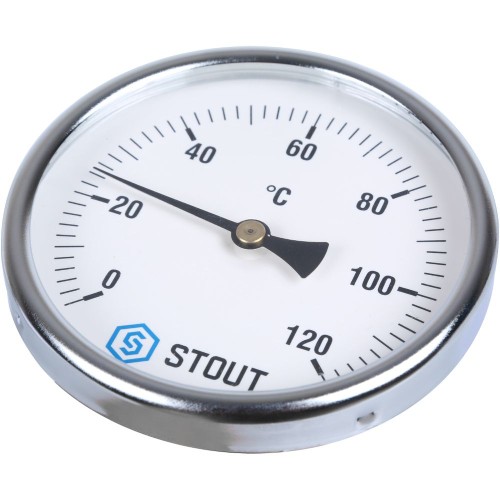 STOUT Термометр биметаллический с погружной гильзой. Корпус Dn 100 мм, гильза 100 мм 1/2