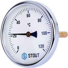 STOUT Термометр биметаллический с погружной гильзой. Корпус Dn 100 мм, гильза 100 мм 1/2