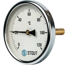 STOUT Термометр биметаллический с погружной гильзой. Корпус Dn 100 мм, гильза 75 мм 1/2