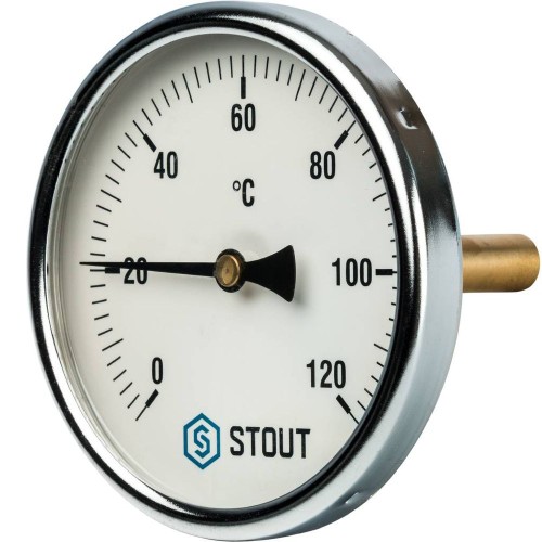 STOUT Термометр биметаллический с погружной гильзой. Корпус Dn 100 мм, гильза 75 мм 1/2