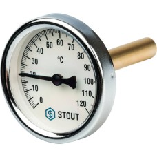 STOUT Термометр биметаллический с погружной гильзой. Корпус Dn 63 мм, гильза 75 мм 1/2