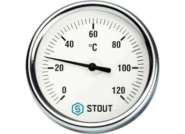 STOUT Термометр биметаллический с погружной гильзой. Корпус Dn 80 мм, гильза 50 мм 1/2``, 0...120°С