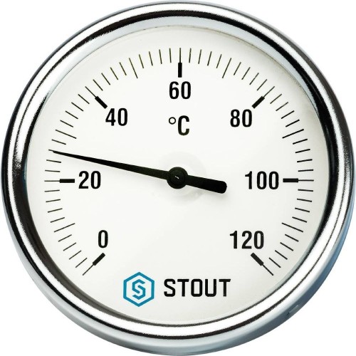 STOUT Термометр биметаллический с погружной гильзой. Корпус Dn 80 мм, гильза 50 мм 1/2