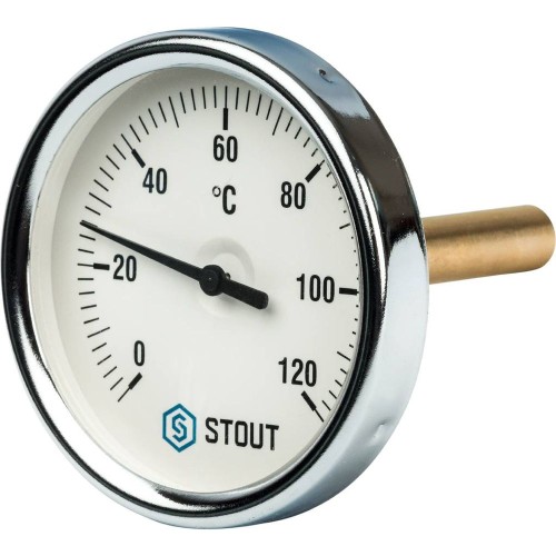 STOUT Термометр биметаллический с погружной гильзой. Корпус Dn 80 мм, гильза 75 мм 1/2