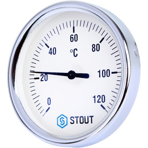 STOUT Термометр биметаллический с погружной гильзой. Корпус Dn 80 мм, гильза 50 мм, резьба с самоуплотнением 1/2