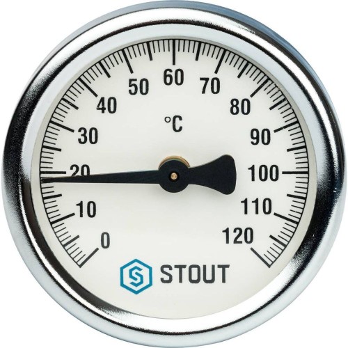 STOUT Термометр биметаллический накладной с пружиной. Корпус Dn 63 мм, 0...120°С, 1/2