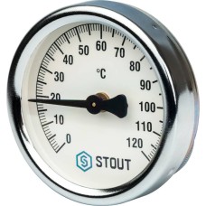 STOUT Термометр биметаллический накладной с пружиной. Корпус Dn 63 мм, 0...120°С, 1/2