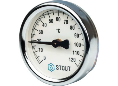 STOUT Термометр биметаллический накладной с пружиной. Корпус Dn 63 мм, 0...120°С, 1/2``