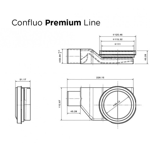 PESTAN Душевой лоток Confluo Premium Line 550 мм, хром матовый/полая под плитку