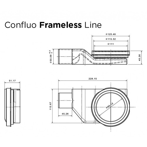 PESTAN Душевой лоток Confluo Frameless Line 550 Black Glass, хром матовый/черное стекло