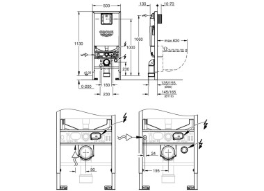 GROHE Система инсталляции для подвесного унитаза Rapid SLX, комплект 3 в 1, высота 1,13 м