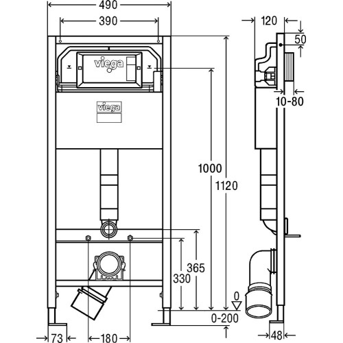 VIEGA Система инсталляции для подвесного унитаза Prevista Dry Модель 8524