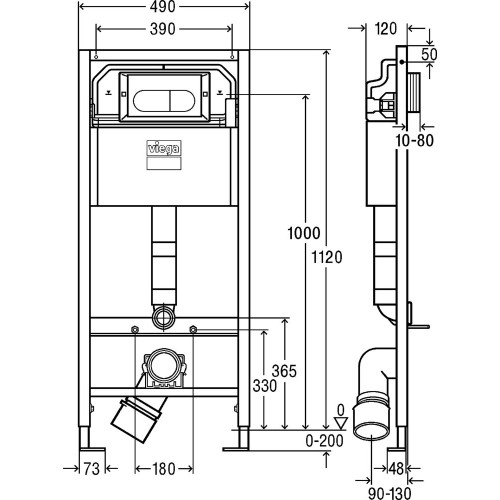 VIEGA Система инсталяции для подвесного унитаза Prevista Dry Модель 8524.11
