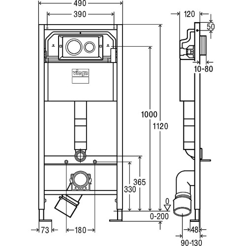 VIEGA Система инсталяции для подвесного унитаза Prevista Dry Модель 8524.13
