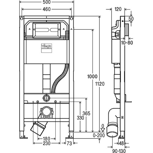 VIEGA Система инсталяции для подвесного унитаза Prevista Dry Модель 8522.10