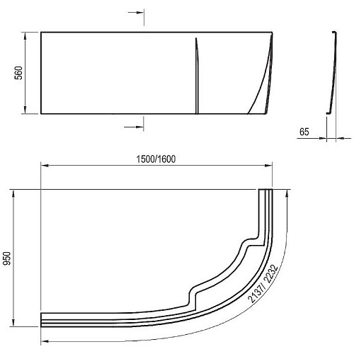 RAVAK Передняя панель для ванны Rosa I 160 х 95 см, правая, белая