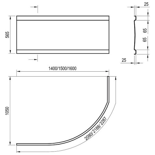 RAVAK Передняя панель для ванны Rosa I 160 х 105 см, левая/правая, белая