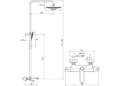 RAVAK Душевая система с термостатическим смесителем и изливом Termo 300 TE 092.00/150, хром/белый