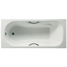 ROCA Ванна чугунная Malibu 160 x 70 прямоугольная, с отверстиями для ручек и антискользящим покрытием