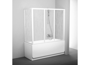 RAVAK Дверь на ванну AVDP3-170 раздвижная, трехэлементная, профиль белый, витраж стекло Grape