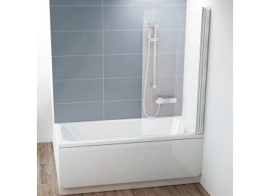 RAVAK Шторка для прямоугольной ванны CVS1, поворотная одноэлементная, правая, профиль блестящий, витраж стекло Transparent