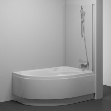 RAVAK Шторка для ванны Rosa CVSK1  / 160/170, одноэлементная поворотная, правая, профиль блестящий, витраж стекло Transparent