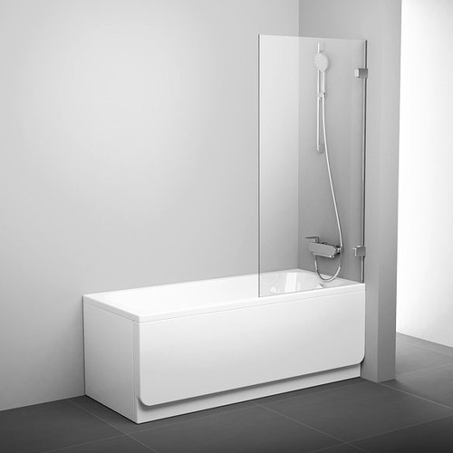 RAVAK Шторка для прямоугольной ванны BVS1, неподвижная одноэлементная, профиль хром, витраж стекло Transparent