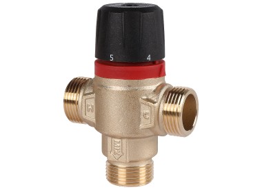 ROMMER Термостатический смесительный клапан для систем отопления и ГВС 3/4``  НР 30-65°С KV 1,8 (центральное смешивание)