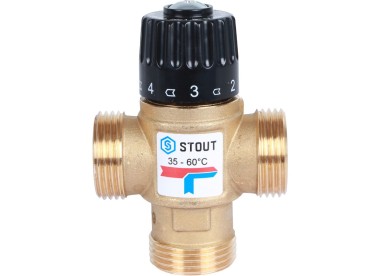 STOUT Термостатический смесительный клапан для систем отопления и ГВС 1`` резьба